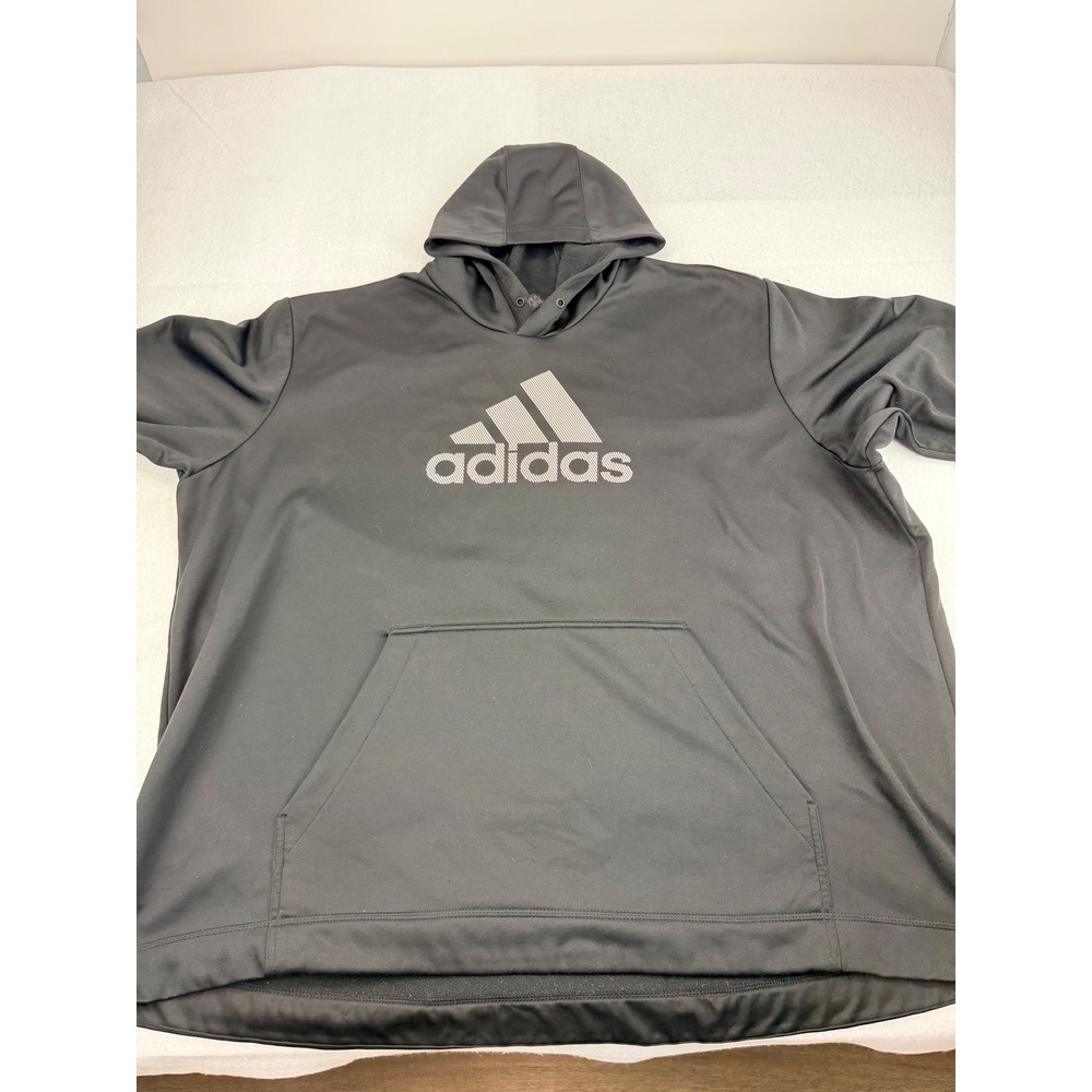 Adidas Men's 4XLT Black Pullover Performance Hoodie Big Logo Kangaroo Pocket